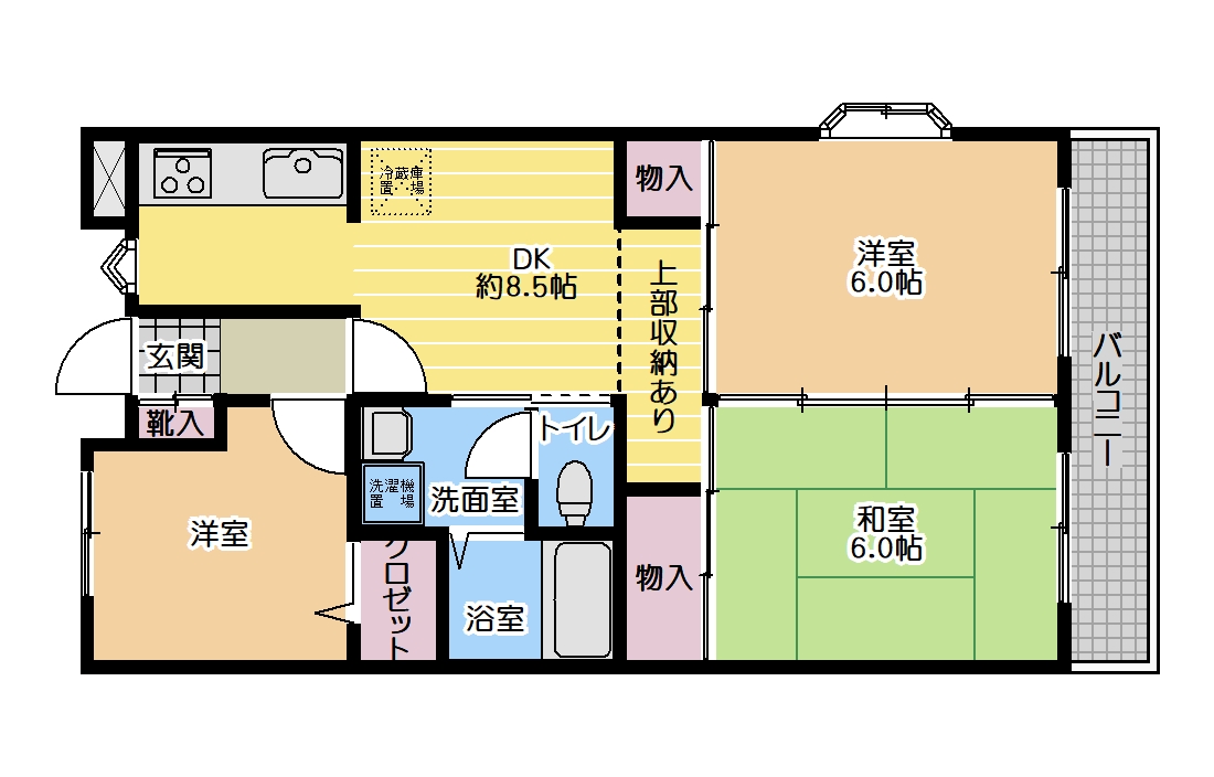 第3サニーハイツヒライ301【大船駅】【富士見町駅】【北鎌倉駅】3DK